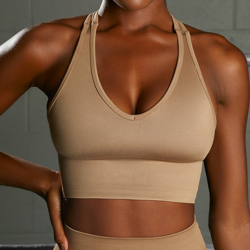 Seamless Knit Sports Bra and High-Waist Yoga Set