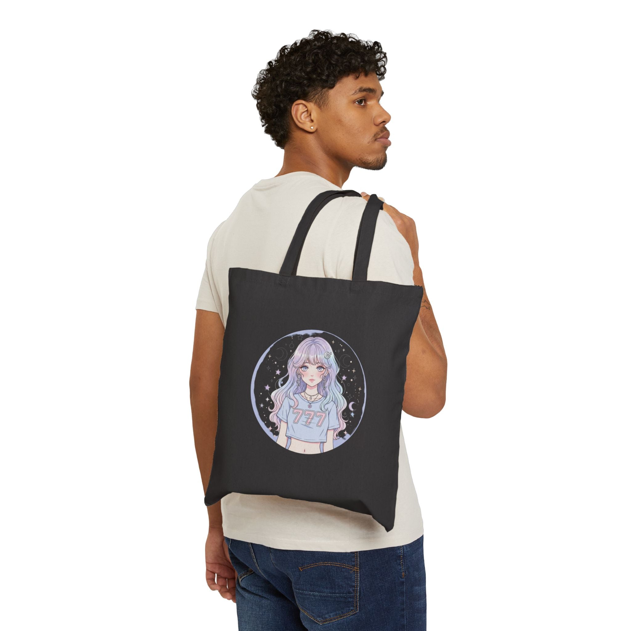 Pastel Anime Girl Tote Bag | 777 Kawaii Illustration - Midnight Solstice Occult Shop