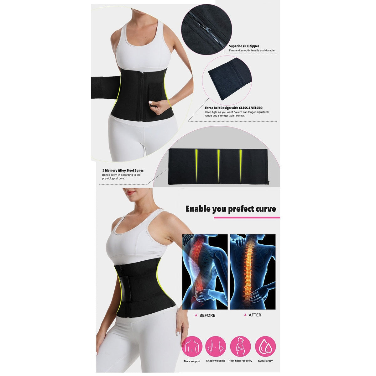 Shaping Waist Trainer with Waist Support for Women Belt Waist Cincher Belt Tummy Control Body Shaper with Double Wrap Comfortable Fabrics Adjustable Womenswear Lady Comfort Fabrics