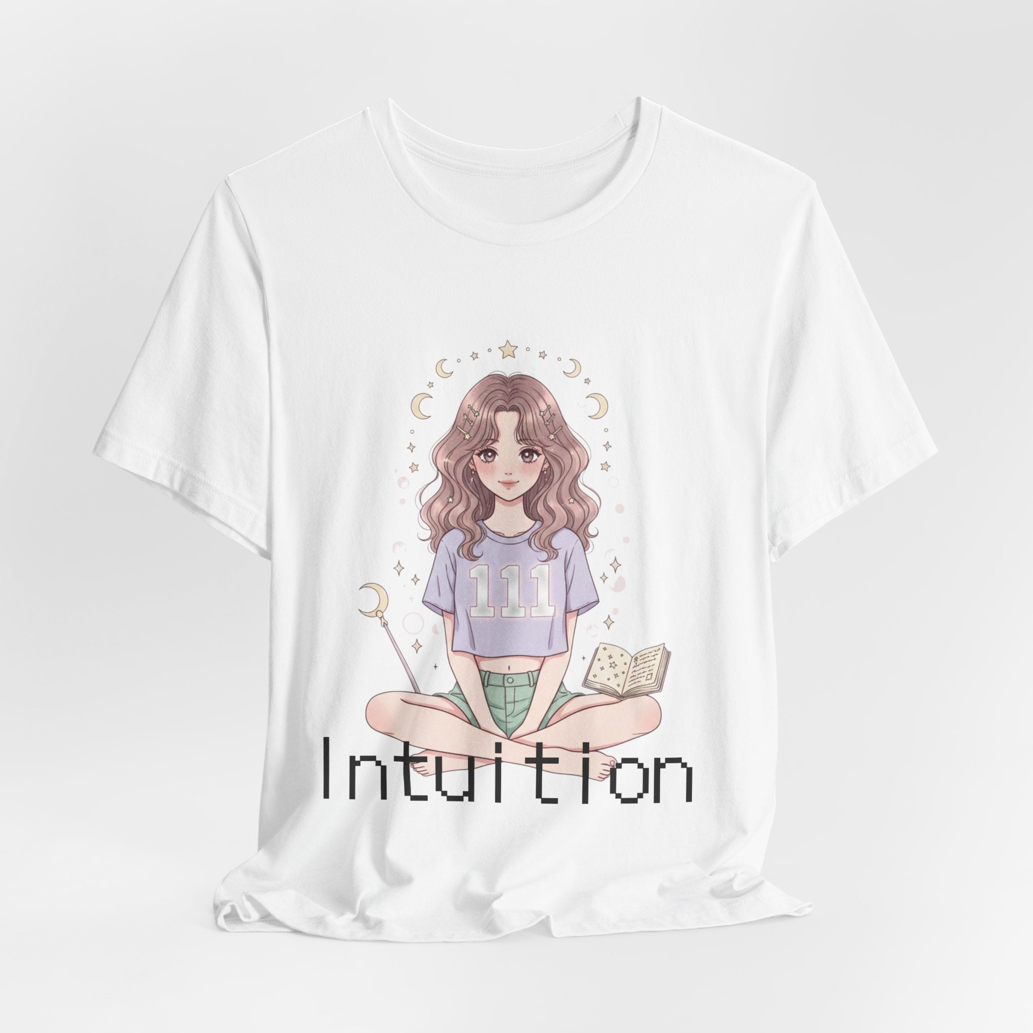Intuition Girl Illustration T-Shirt | Mystic Moon, Tea, Book - Midnight Solstice Occult Shop
