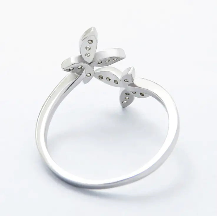 Sterling Silver Butterfly Ring – Adjustable Celestial Gem Ring