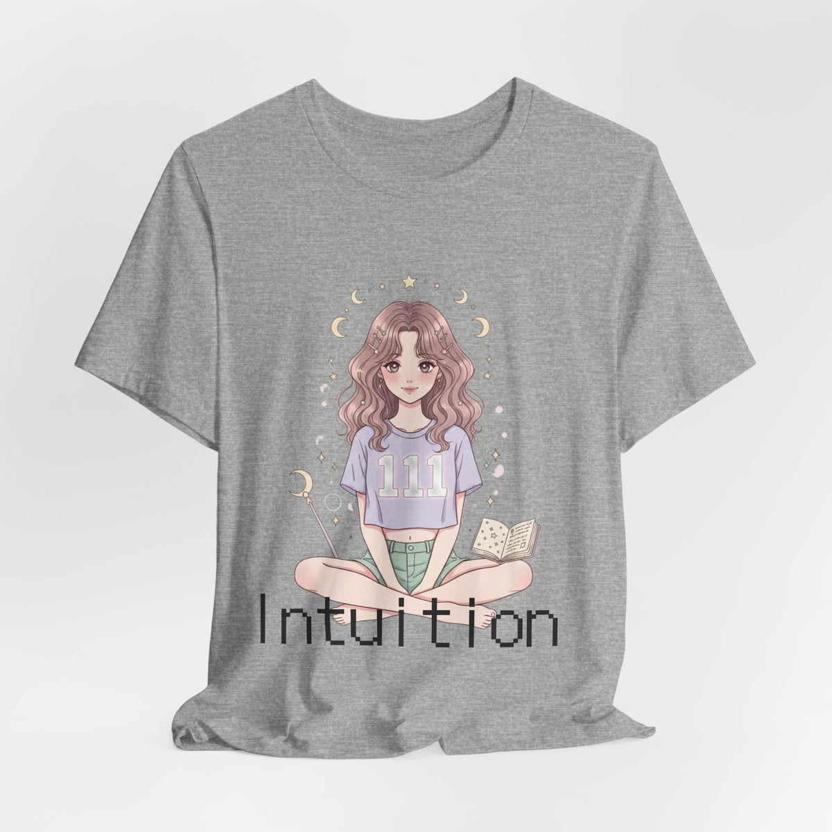 Intuition Girl Illustration T-Shirt | Mystic Moon, Tea, Book - Midnight Solstice Occult Shop