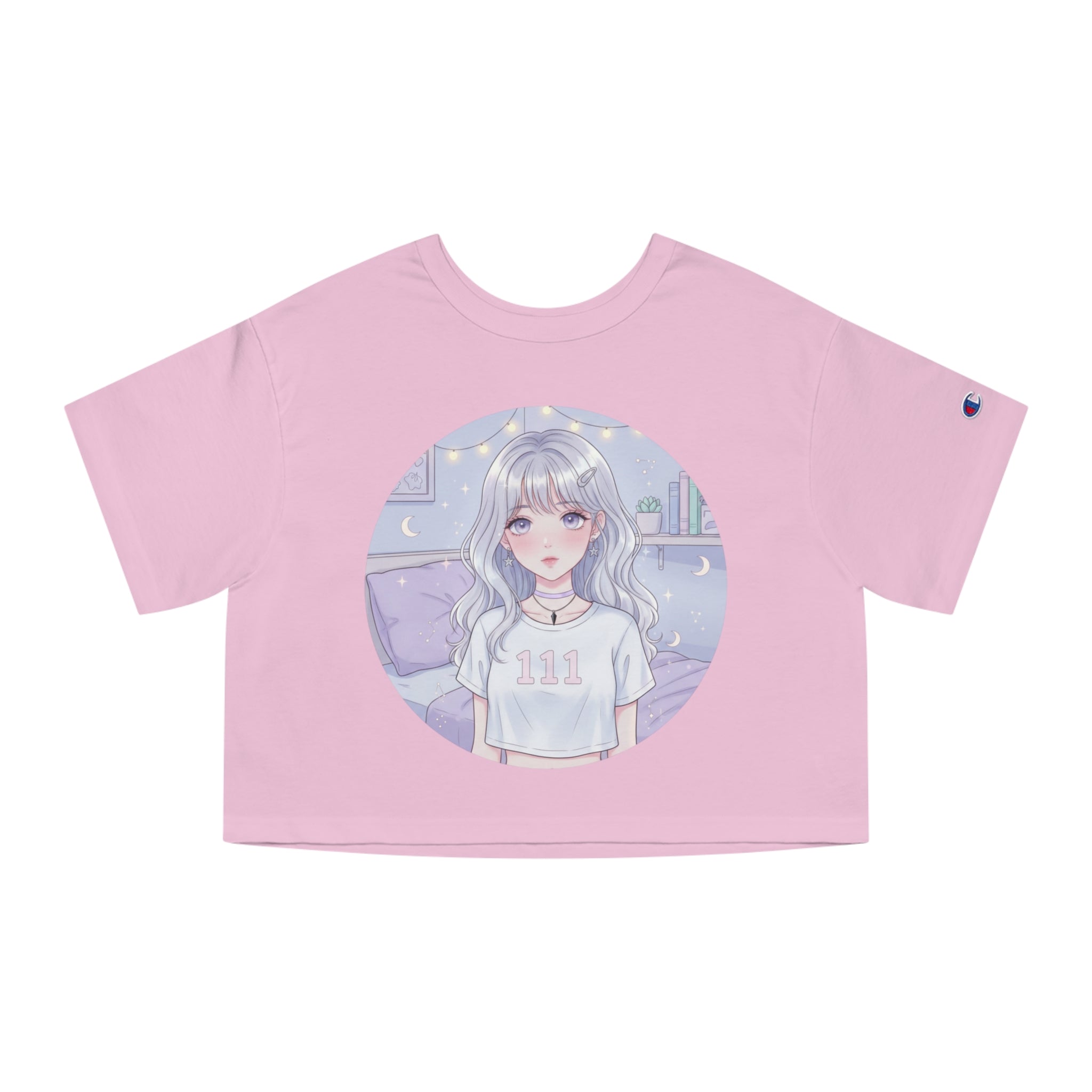 Anime Girl '111' Cropped Tee — Pastel Kawaii Aesthetic Shirt
