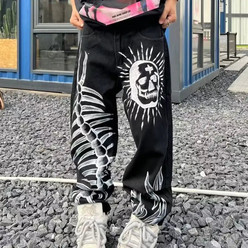 Skull Black Fade-Resistant Jeans