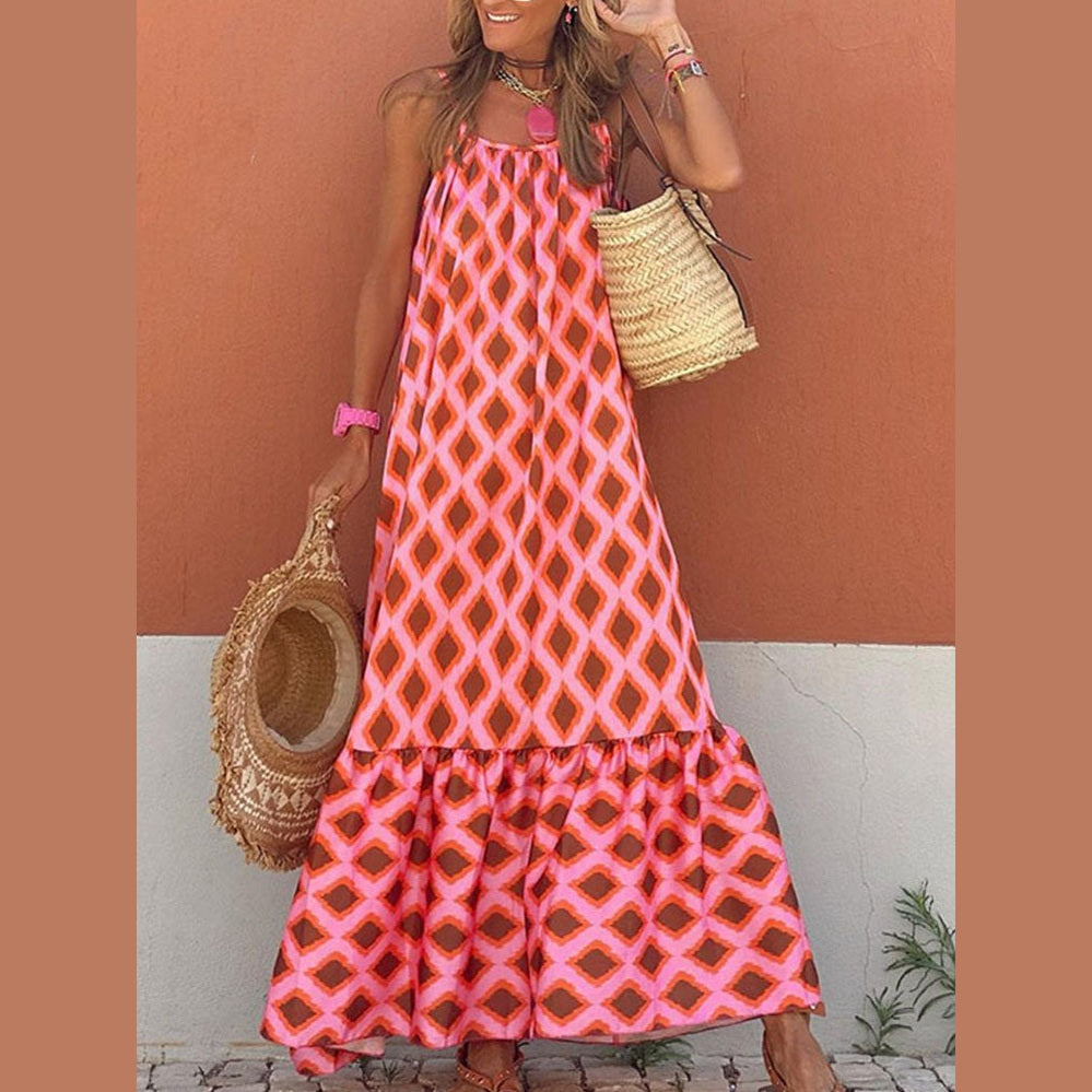 New Viral Printed Sling Dress for Summer Women
