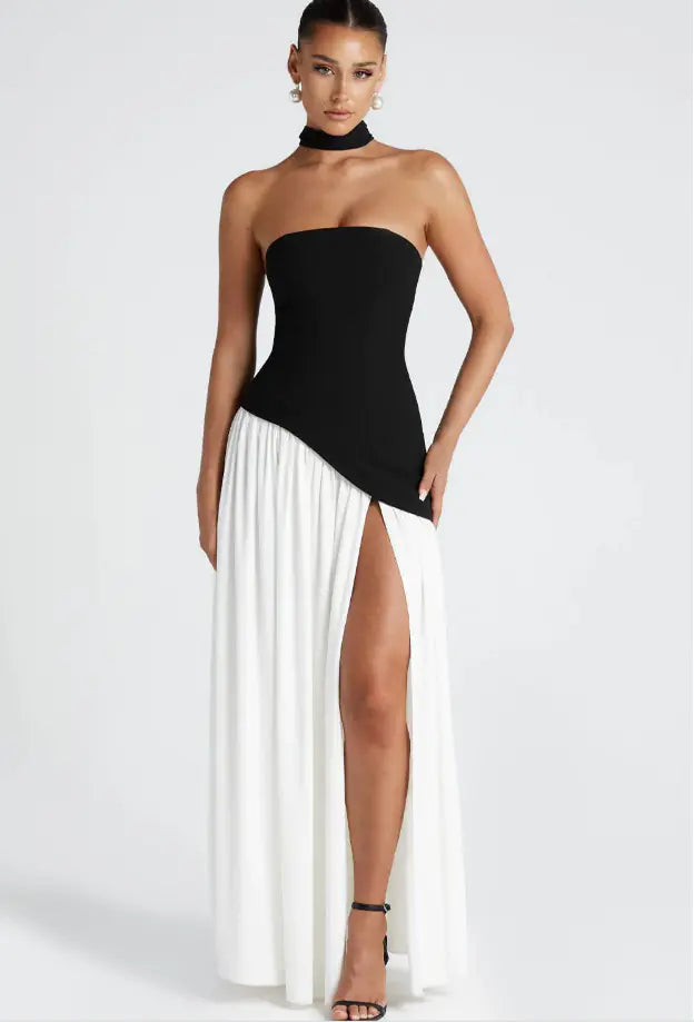Irregular Tube Top Maxi Dress Wedding Guest Dress