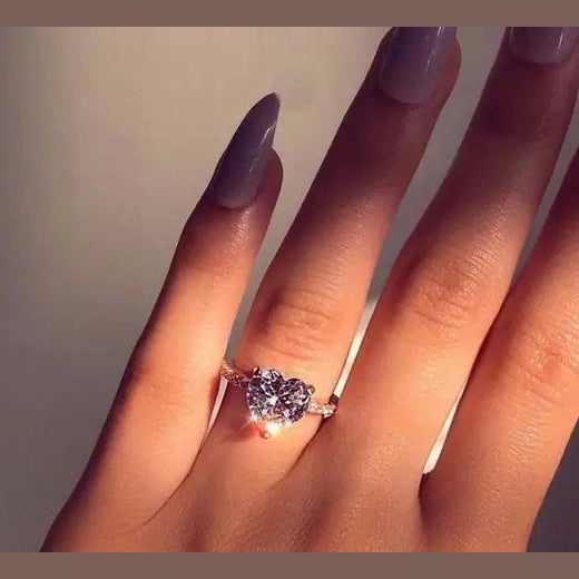 Zircon heart-shaped ring engagement party ring jewelry promise ring women's jewelry
