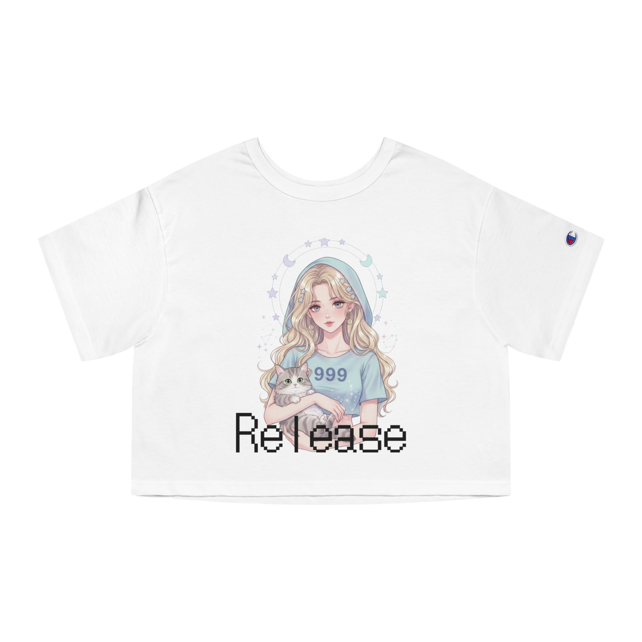 Anime Girl 'Release' 999 Cropped Tee | Cute Pastel Kawaii Graphic T-Shirt Y2k