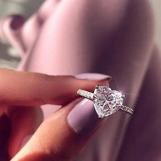Zircon heart-shaped ring engagement party ring jewelry promise ring women's jewelry