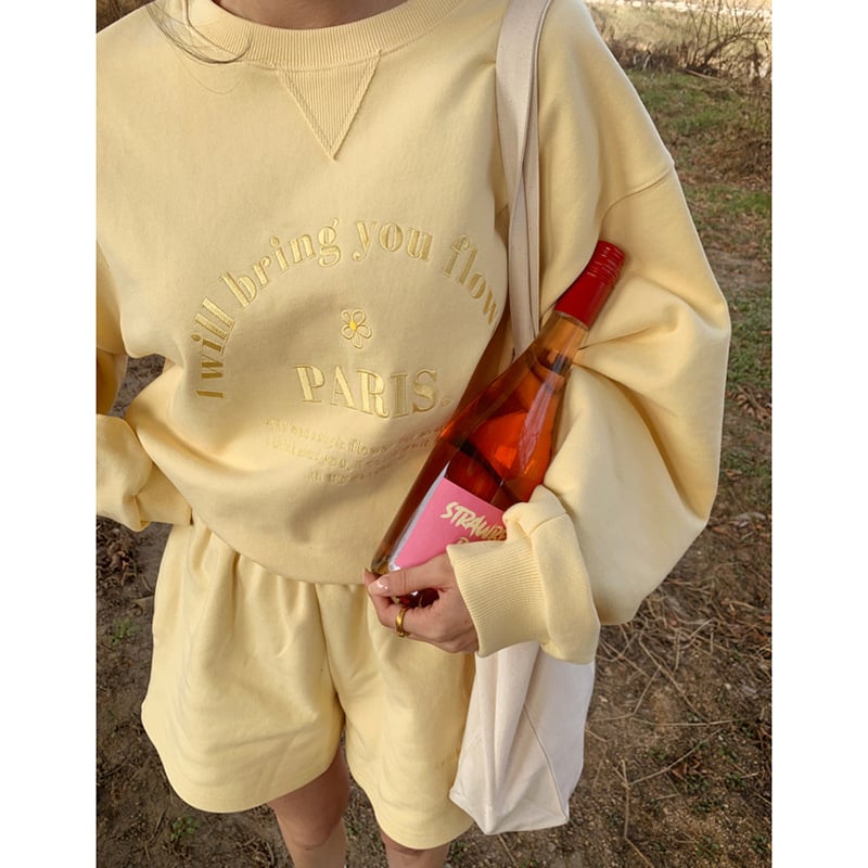Embroidered Bring You Flowers Sweater and Shorts Suit for Women