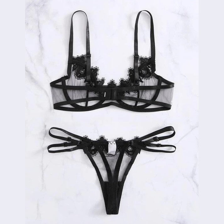 Lace Floral Underwire Lingerie Set for Women