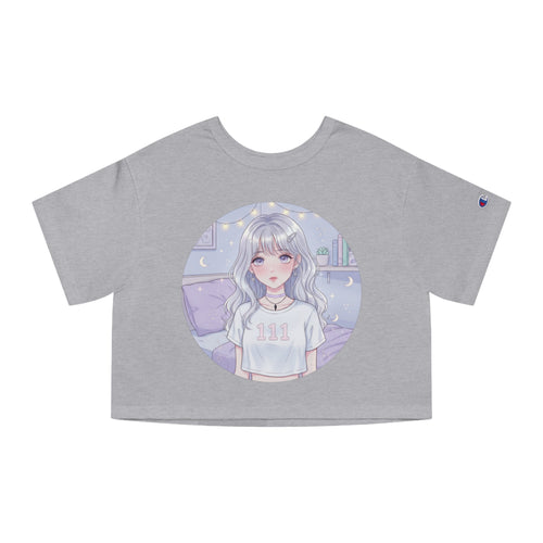 Anime Girl '111' Cropped Tee — Pastel Kawaii Aesthetic Shirt
