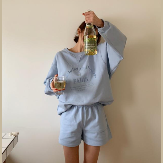 Embroidered Bring You Flowers Sweater and Shorts Suit for Women