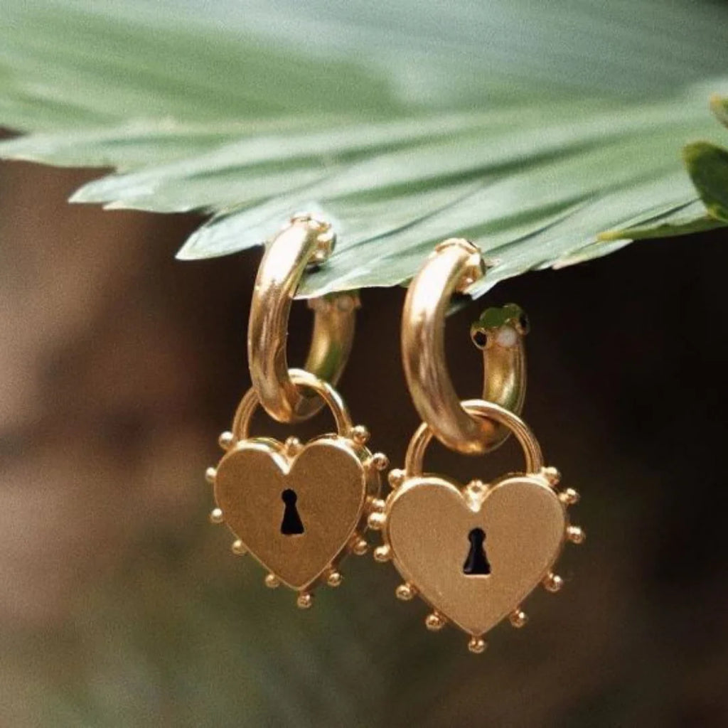 Midnight Solstice Locked Heart Earrings