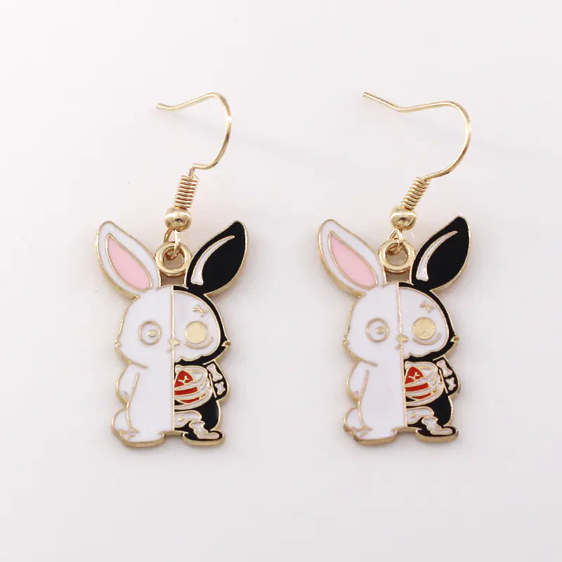 Gothic Black Cat Skull Earrings for Women's Jewelry