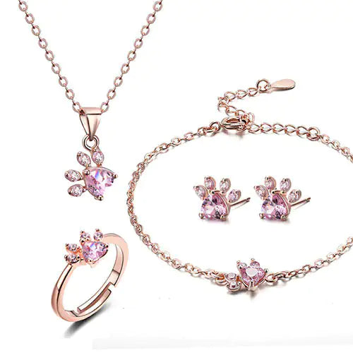 Cat / Dog Paw Ring for Women Jewelry Sets