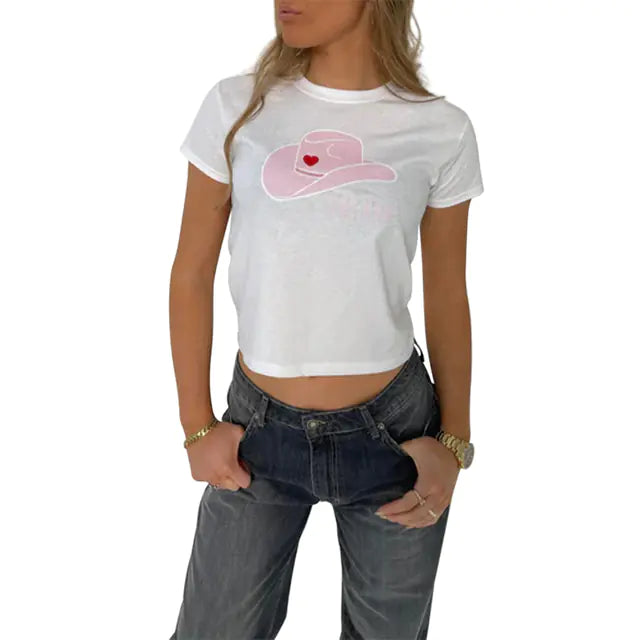 Combhasaki Women's Y2K Graphic Short Sleeve Baby Tee - Midnight Solstice Occult Shop