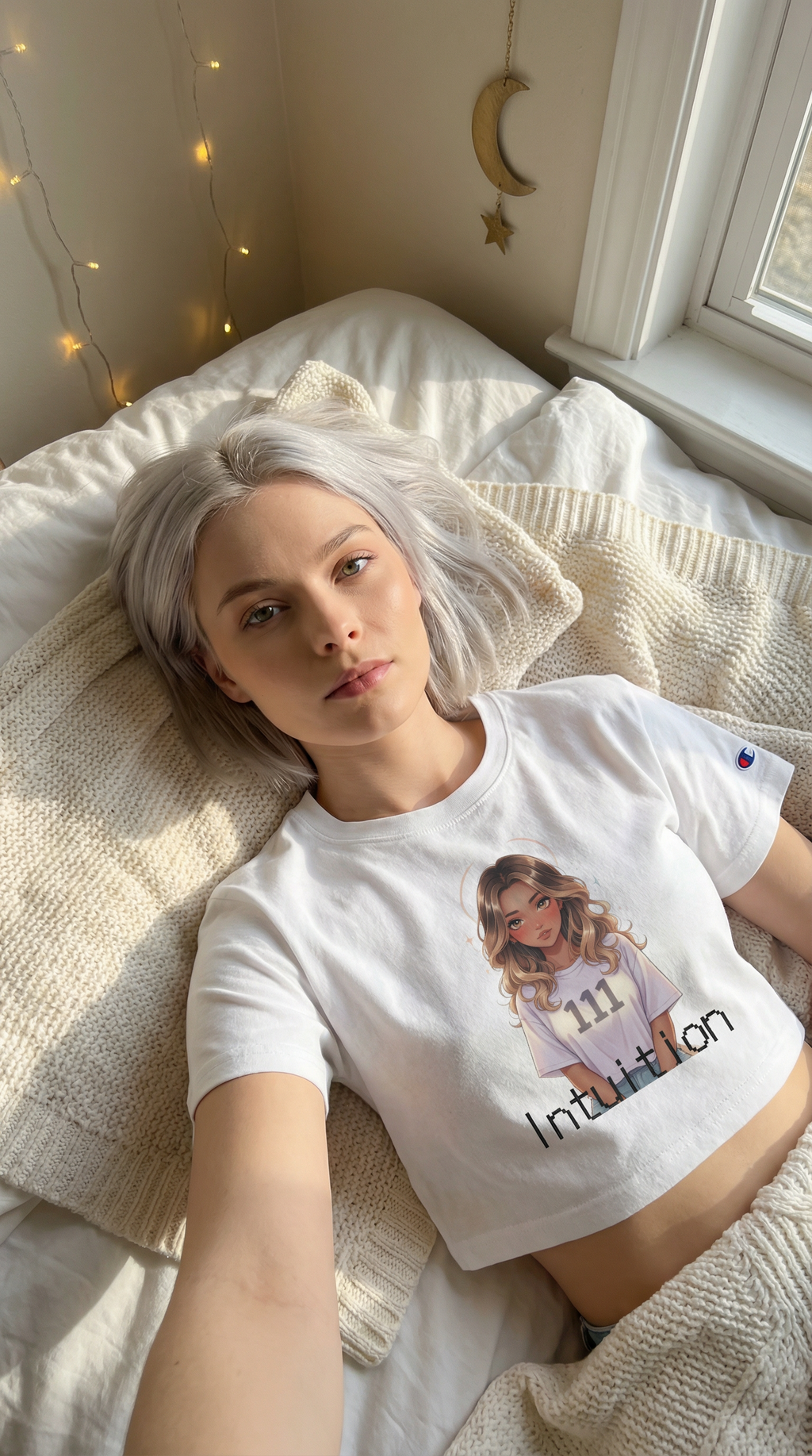 Intuition 111 Cropped T‑Shirt | Cute Girl Graphic Crop Top | Y2k Baggy Crop Top