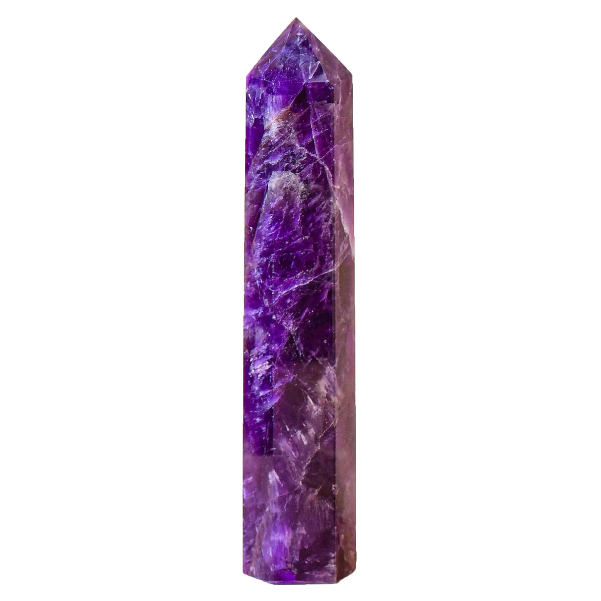 WUYOUSHI Large Natural Dream Amethyst Healing Crystal Wand 5.11-5.9" Natural Crystal Tower 6 Faceted Chakra Crystal Point Meditation Therapy Reiki Energy Stone Home Decor Collection Gift - Midnight Solstice Occult Shop
