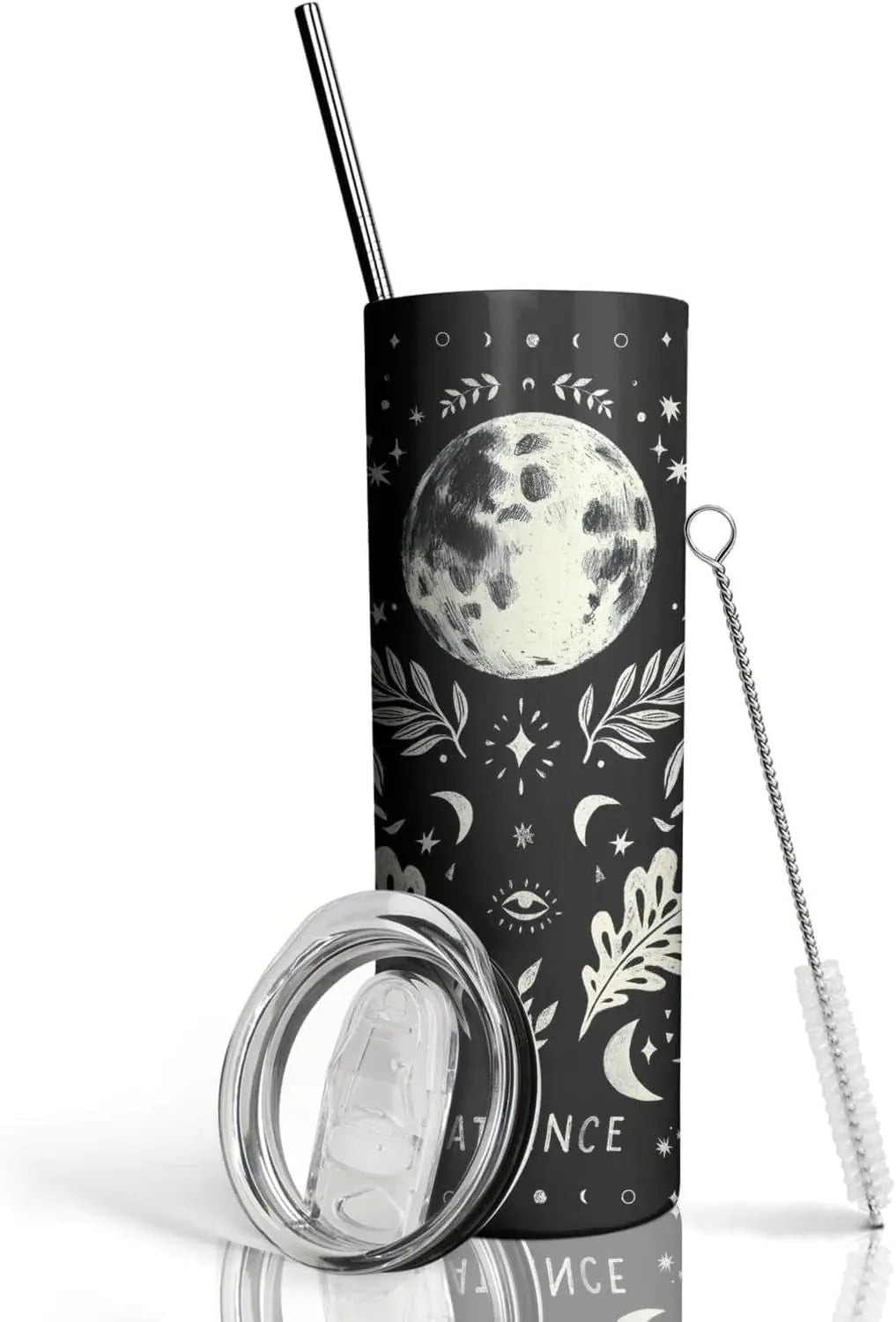 Goth Tumbler - Moon Phase Gothic Gifts For Women - 20 Oz Insulated Halloween Tumbler With Lid And Straw Coffee Cup Water Bottle Drinking Glasses - Witchy Stuff Spooky Birthday Christmas Gifts