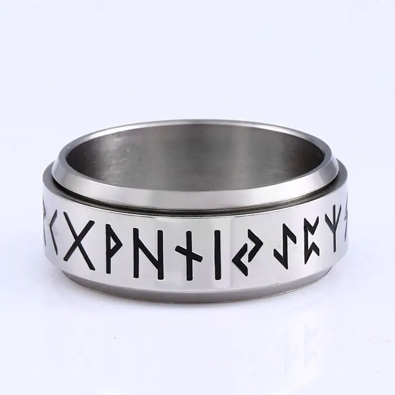 Unisex Rune Style Titanium Steel Rotatable Ring