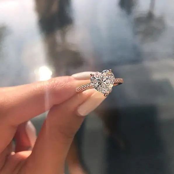 Zircon heart-shaped ring engagement party ring jewelry promise ring women's jewelry