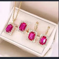The Crystal Set Necklace Earring Ring Three-piece Set