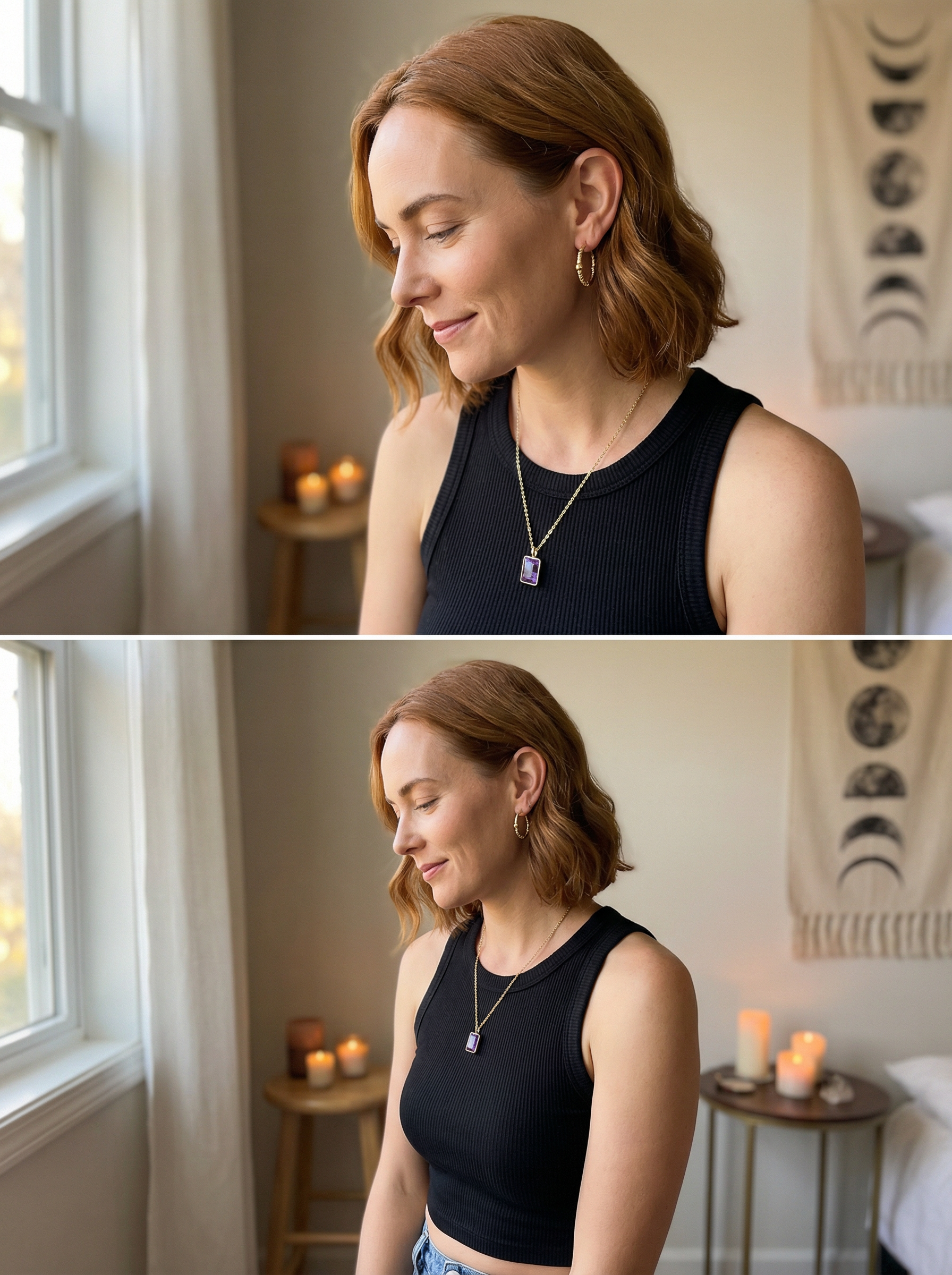 Midnight Solstice Square Drop Necklace