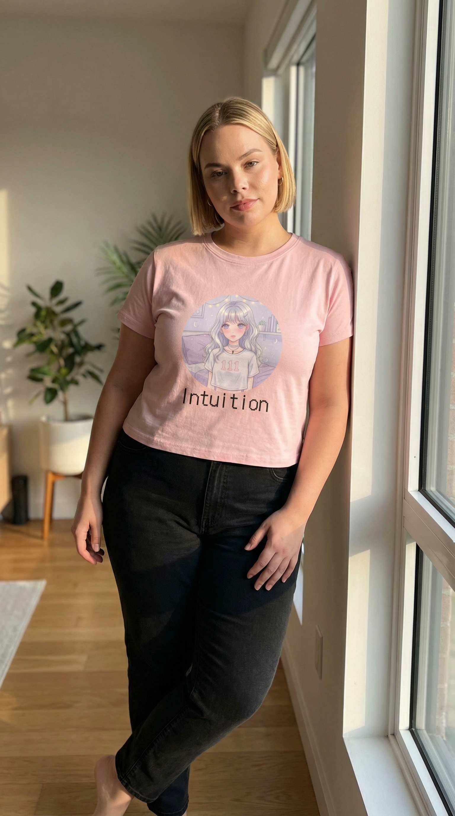 Pastel Anime Girl Intuition Tee 111 | Cute Aesthetic Crop Top - Midnight Solstice Occult Shop