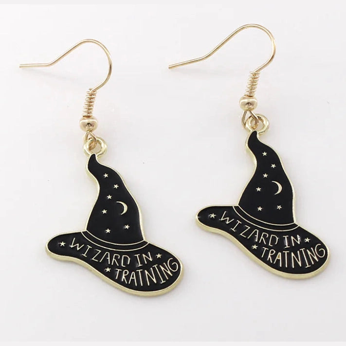 Gothic Black Cat Skull Earrings for Women's Jewelry