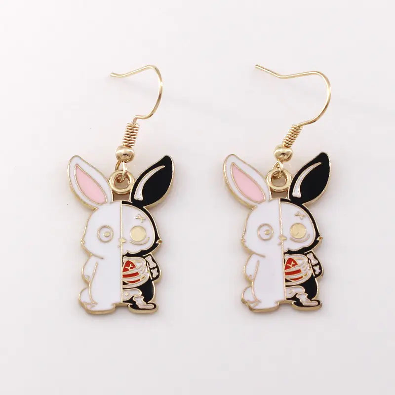 Gothic Black Cat Skull Earrings for Women's Jewelry