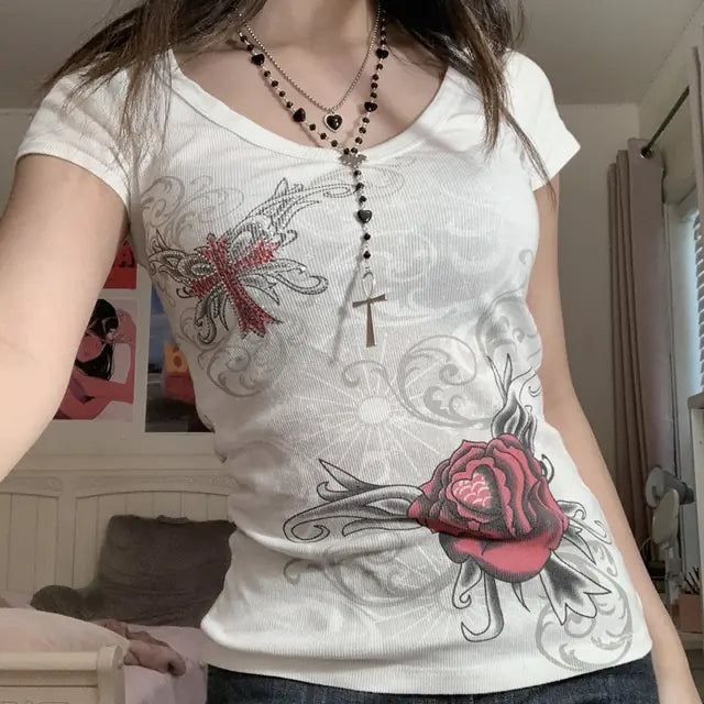 Vintage Printed Fairy Plaid T-Shirt | Vintage Clothes