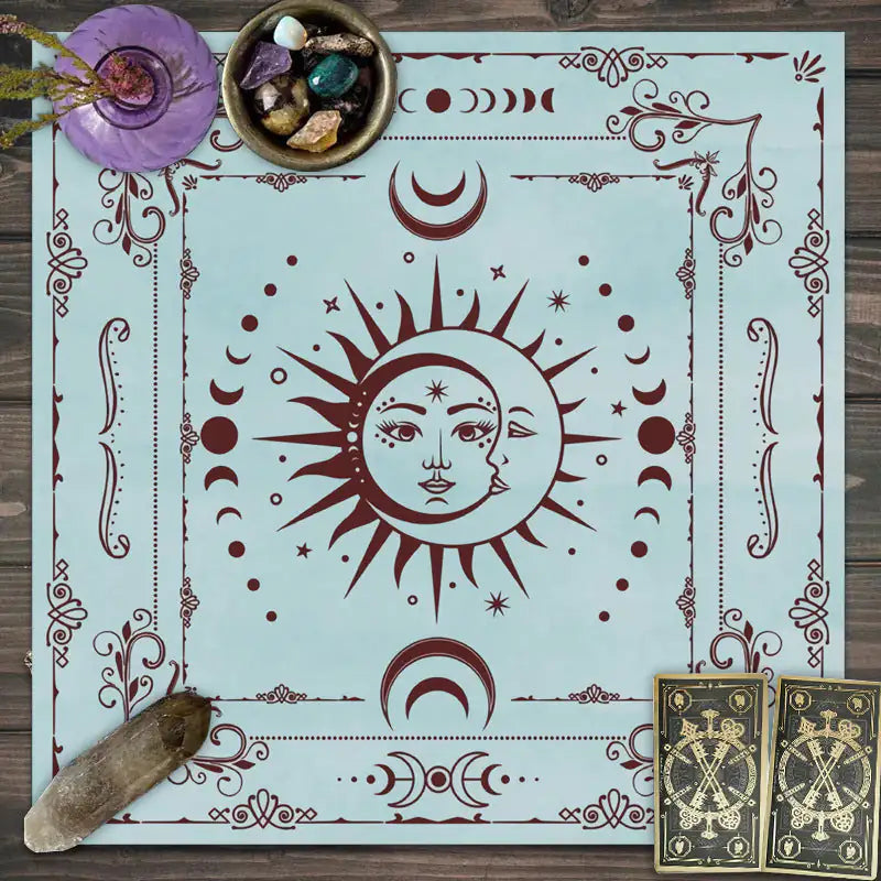 Tarot Tablecloth Altar Decorative Cloth Have Your Power Mandala Moon Phase Floral Butterfly Tablecloth
