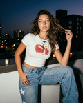 Printed Wide Leg Street Style Loose Mop Jeans