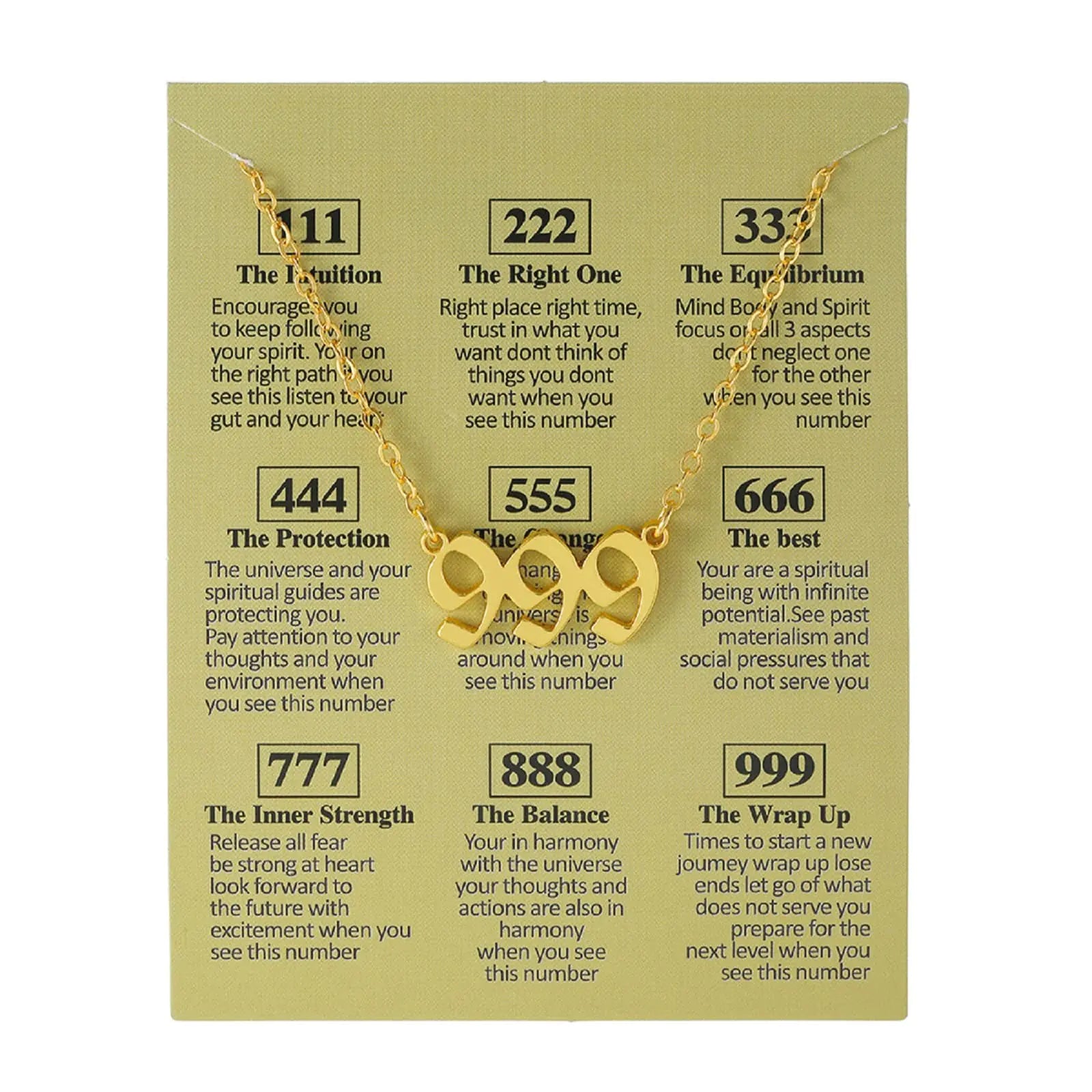 Angel Number Necklace 111 222 333 444 555 666 777 888 999 Necklace Lucky Number Pendant Choker Numerology Jewelry Friendship Birthday Gift-999