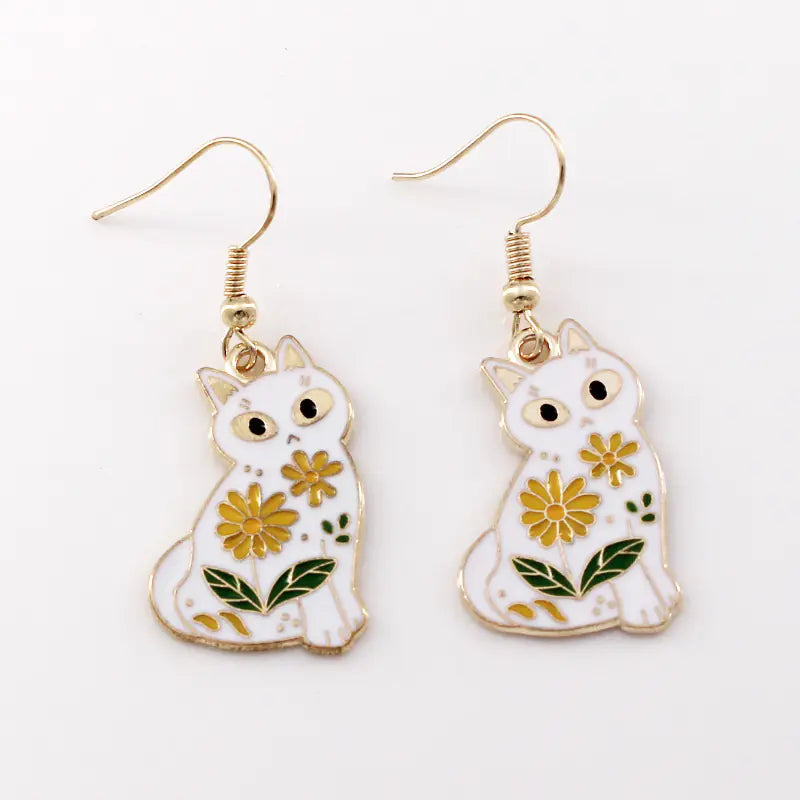 Gothic Black Cat Skull Earrings for Women's Jewelry