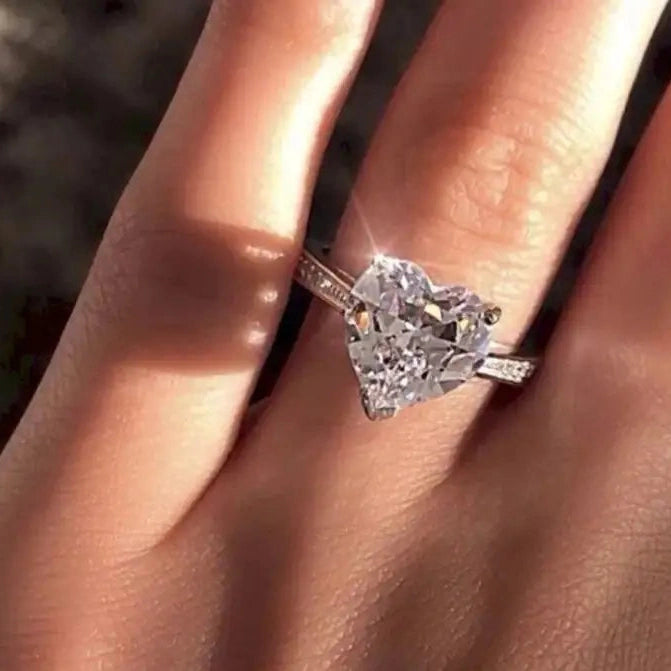 Zircon heart-shaped ring engagement party ring jewelry promise ring women's jewelry