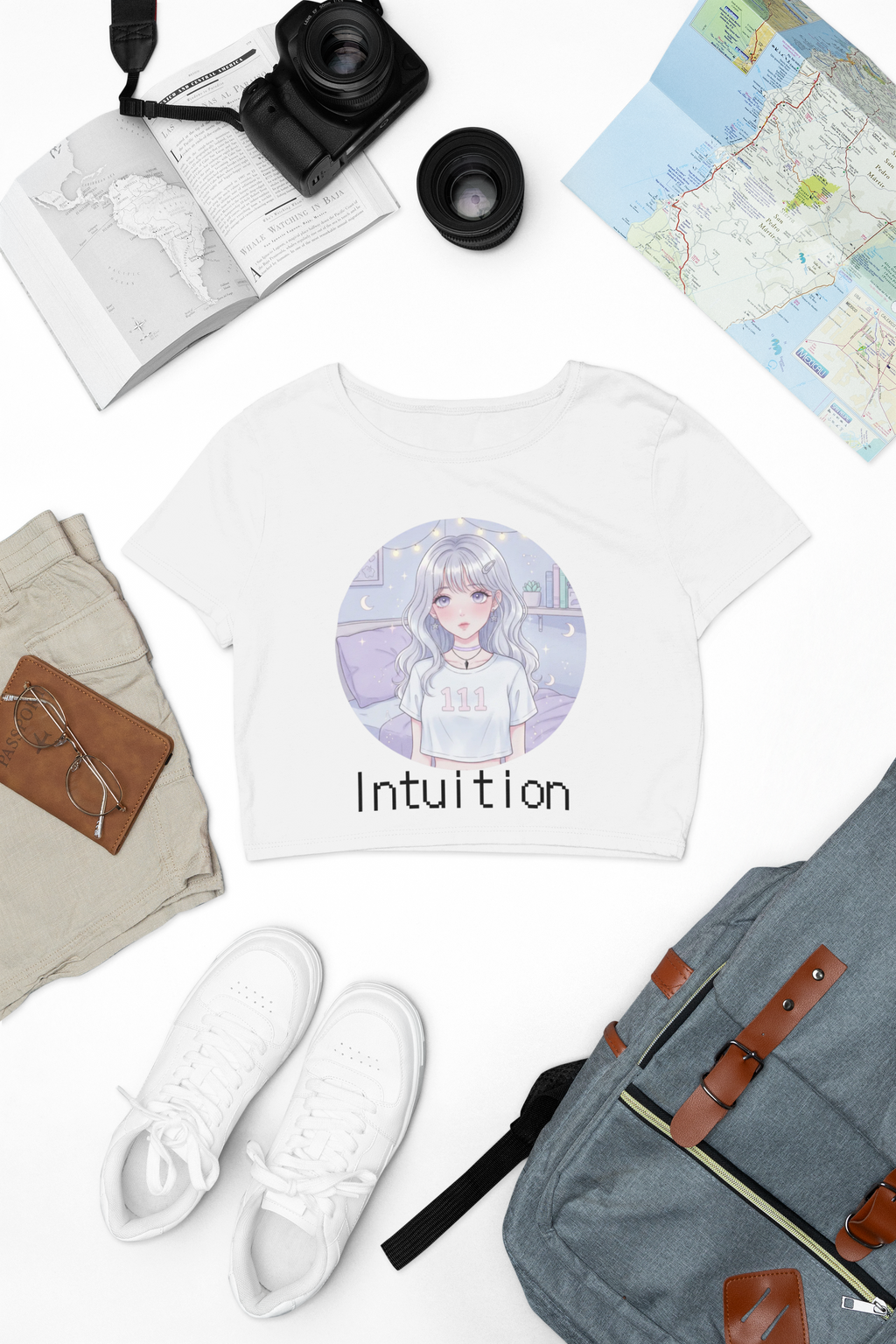 Pastel Anime Girl Intuition Tee 111 | Cute Aesthetic Crop Top - Midnight Solstice Occult Shop