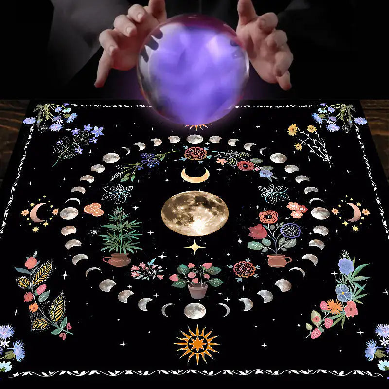 Tarot Tablecloth Altar Decorative Cloth Have Your Power Mandala Moon Phase Floral Butterfly Tablecloth