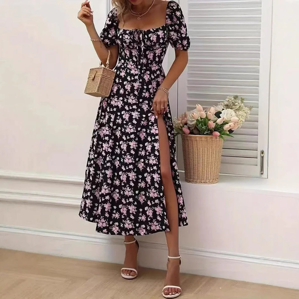 Summer Floral Split Dress For Women