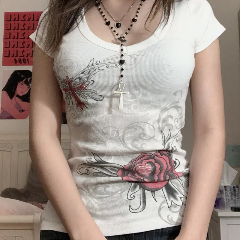 Vintage Printed Fairy Plaid T-Shirt | Vintage Clothes
