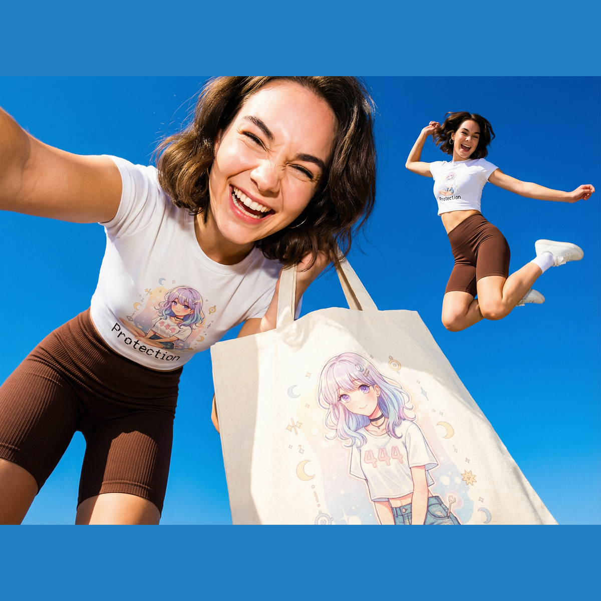 Pastel Anime Girl 444 Tote Bag | Cute Kawaii Character, Moon Stars