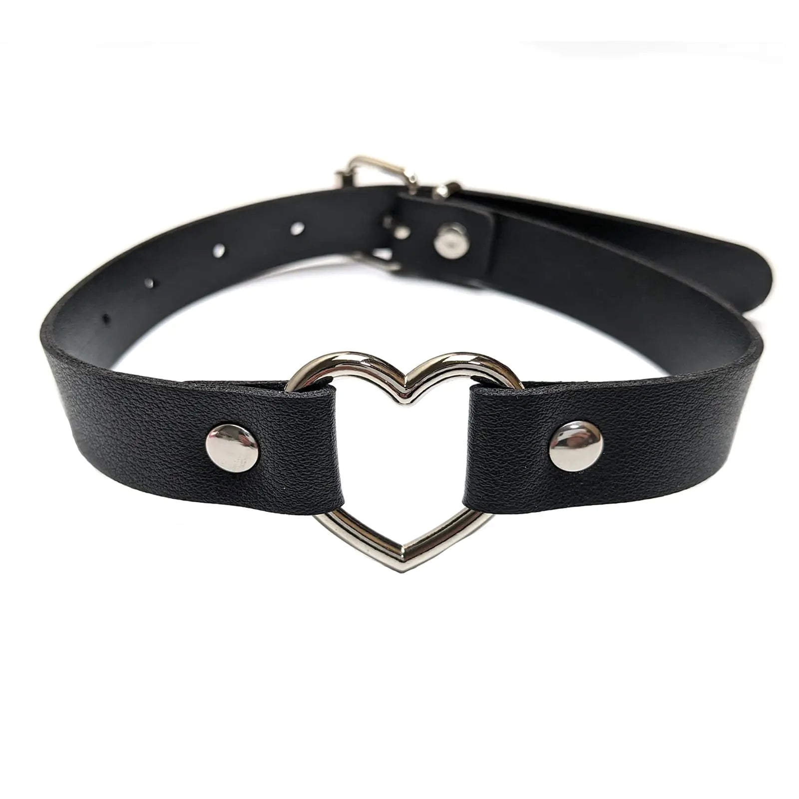 Leather Heart Choker Collar PU Necklace for Women Punk Goth Gothic Accessories (Black Heart)