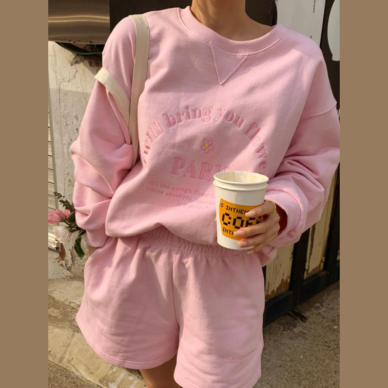 Embroidered Bring You Flowers Sweater and Shorts Suit for Women