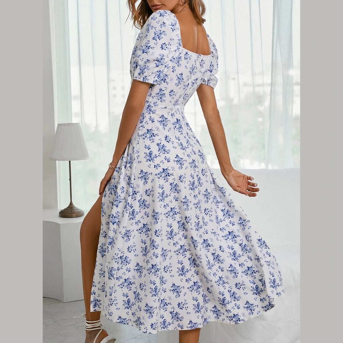Summer Floral Split Dress For Women