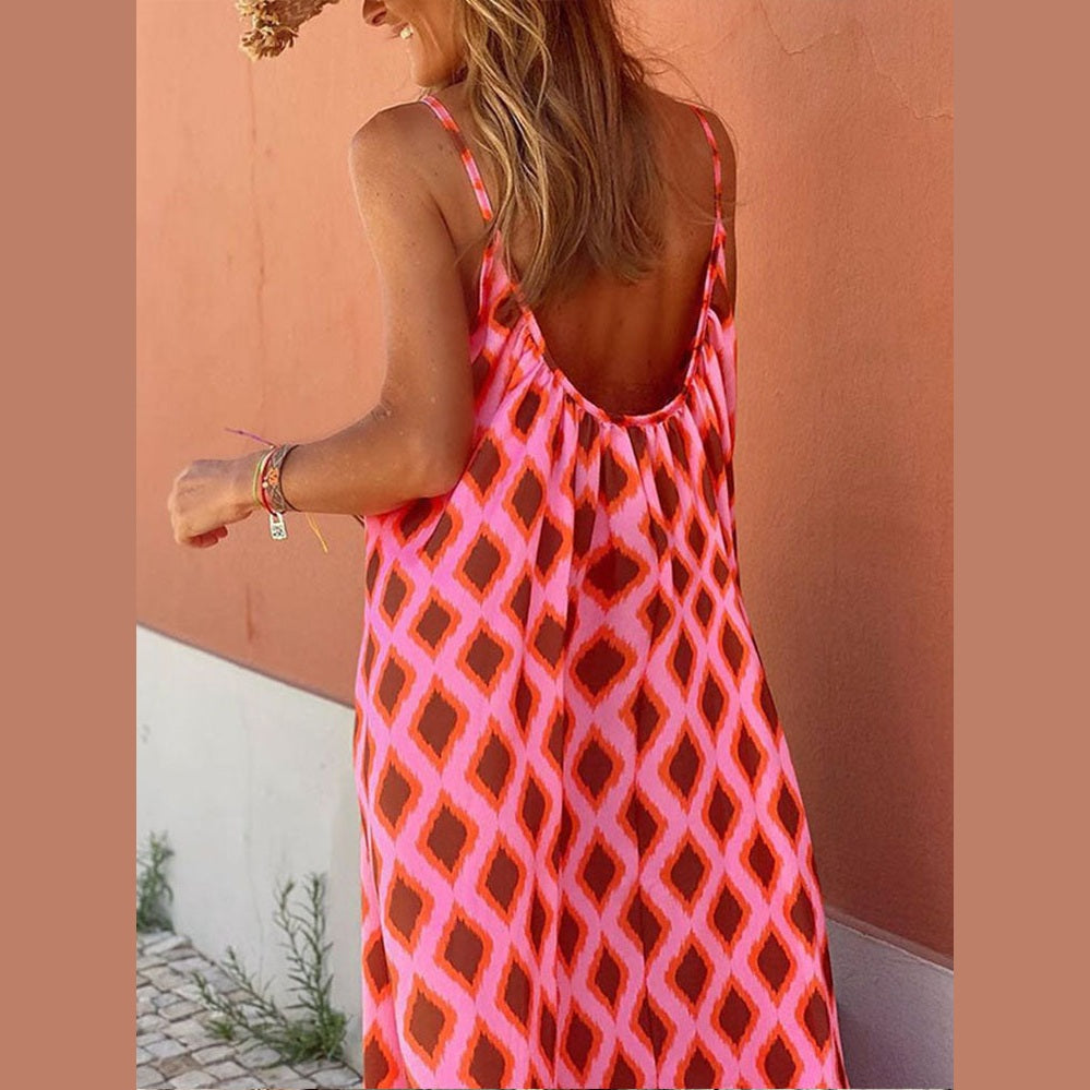 New Viral Printed Sling Dress for Summer Women
