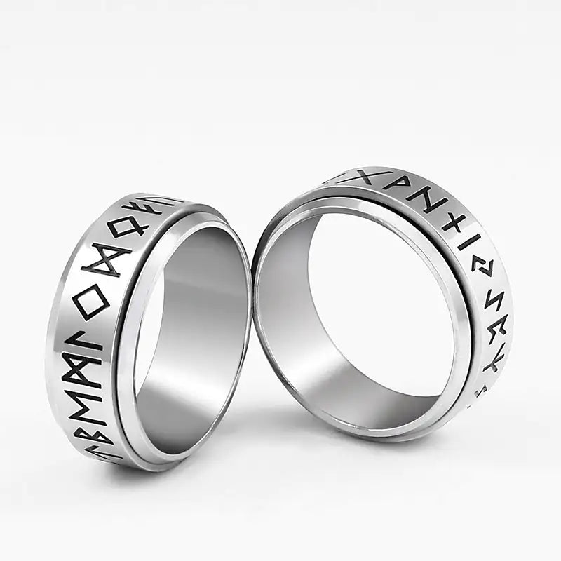 Unisex Rune Style Titanium Steel Rotatable Ring