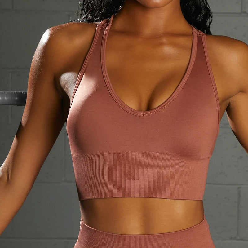 Seamless Knit Sports Bra and High-Waist Yoga Set