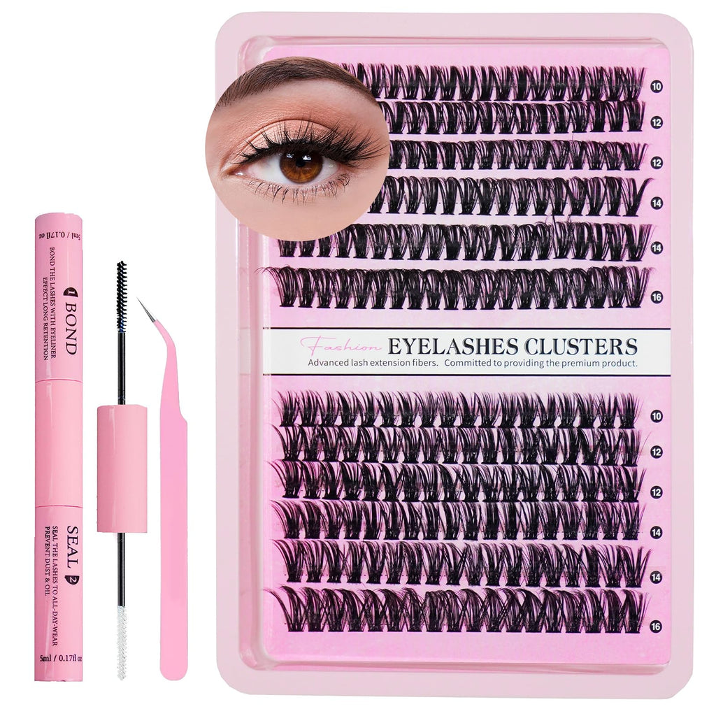 Lash Extensions Cluster DIY Lashes 240pcs 40D 60D 8-16mm Eyelash Clusters Individual Lashes Lash Kit Think Band Lash Kit.