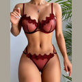 Lace Floral Underwire Lingerie Set for Women